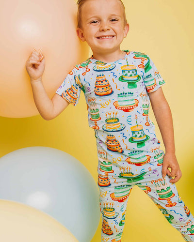 Baby Kids Bamboo Pajamas — Piece O'Cake Short Sleeve Pajama Set — Image 1