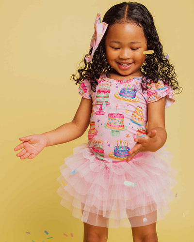 Baby Kids Bamboo Pajamas — Tiers of Joy Short Sleeve Top & Tulle Skort Set — Image 1