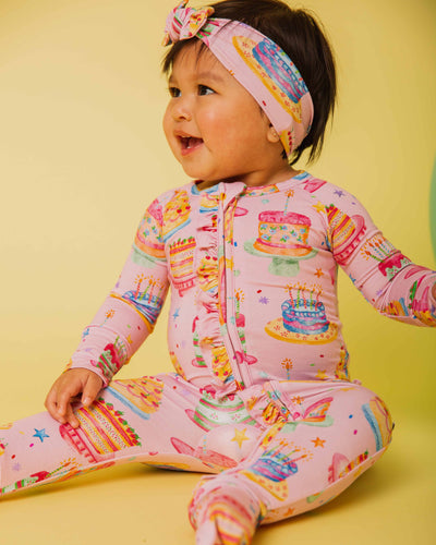 Baby Kids Bamboo Pajamas — Tiers of Joy Convertible Ruffle Romper — Image 1