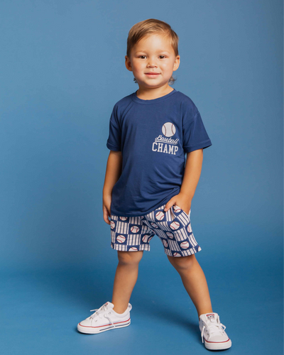 Baby Kids Bamboo Pajamas — Pitch Perfect Short Sleeve T-Shirt & Shorts Set — Image 1