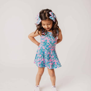 Baby Kids Bamboo Pajamas — Botanically Speaking Sleeveless Twistback Dress Romper — Image 1