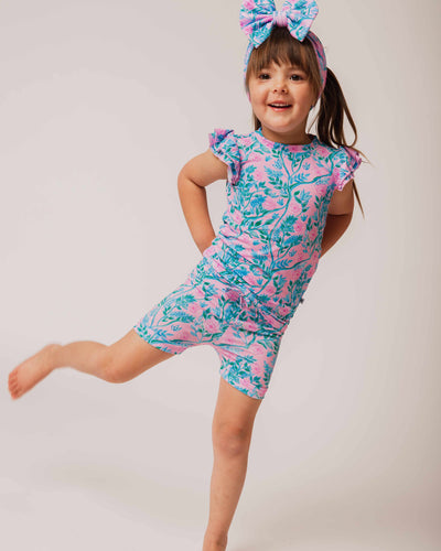 Baby Kids Bamboo Pajamas — Botanically Speaking Cap Sleeve Shirt & Shorts Set — Image 1