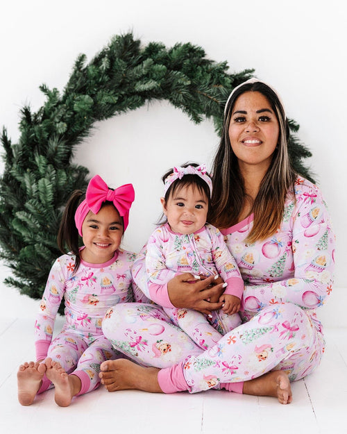 Baby Kids Bamboo Pajamas — Merry Little Pinkmas Lovey + Plush — Image 2