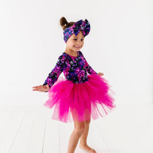 Bums & Roses - Baby & Kids Bamboo Pajamas - Midnight Bloom Tulle Tutu Dress - Image 1