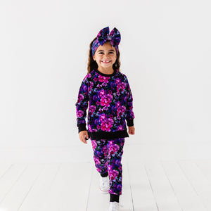 Bums & Roses - Baby & Kids Bamboo Pajamas - Midnight Bloom Jogger Set - Image 1