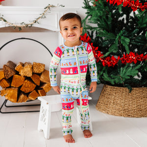 Bums & Roses - Baby & Kids Bamboo Pajamas - Buddy The Elf™ Fair Isle Winter Wonderland Convertible Romper - Image 1