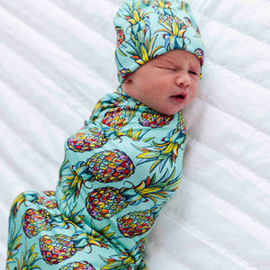 Baby Kids Bamboo Pajamas — Feelin' Pine Swaddle Beanie Set — Image 1