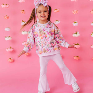 Baby Kids Bamboo Pajamas — Somebunny Special Crew Neck & Bell Bottoms Set — Image 1