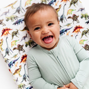 Baby Kids Bamboo Pajamas — Dinomite Changing Pad Cover — Image 1