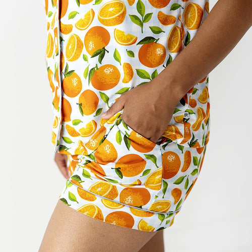 Orange You Sweet Women's Collar Shirt & Shorts Set- FINAL SALE - Image 3 - Bums & Roses