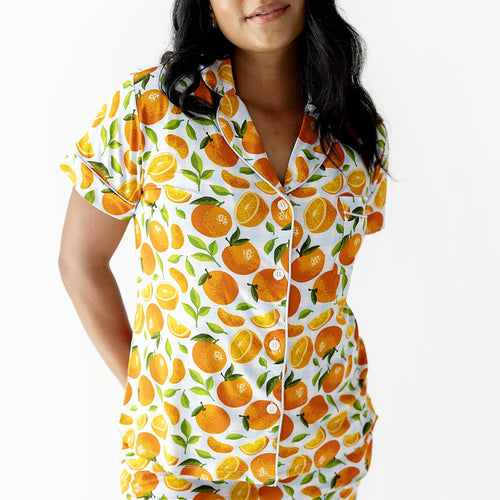 Orange You Sweet Women's Collar Shirt & Shorts Set- FINAL SALE - Image 5 - Bums & Roses