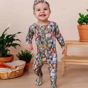 Bums & Roses - Baby & Kids Bamboo Pajamas - Gang's All Hare Convertible Romper - Image 1