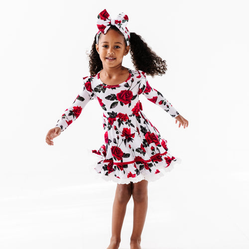 The Final Rose Long Sleeves Girls Party Dress and Shorts Set - Image 3 - Bums & Roses