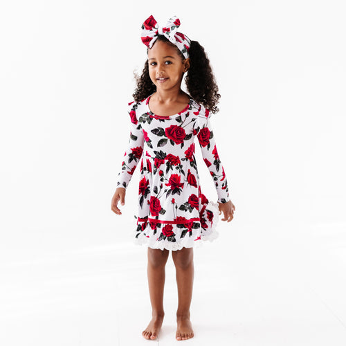 The Final Rose Long Sleeves Girls Party Dress and Shorts Set - Image 8 - Bums & Roses
