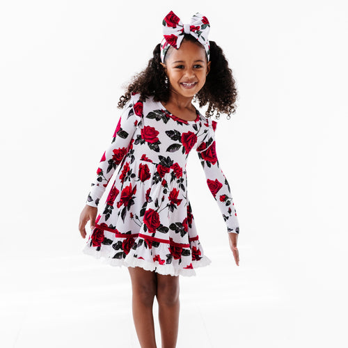 The Final Rose Long Sleeves Girls Party Dress and Shorts Set - Image 5 - Bums & Roses