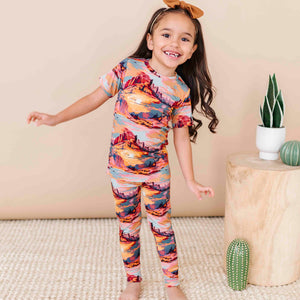 Baby Kids Bamboo Pajamas — Saddle Up Sunset Two-Piece Pajama Set — Image 1