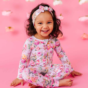 Baby Kids Bamboo Pajamas — Somebunny Special Convertible Ruffle Romper — Image 1