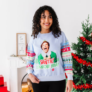 Bums & Roses - Baby & Kids Bamboo Pajamas - Buddy The Elf™ Fair Isle Winter Wonderland Adult's Sweatshirt - Image 1