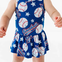Baby Kids Bamboo Pajamas — Perfect Catch Racer Back Ruffle Dress — Image 1