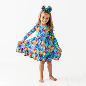 Bums & Roses - Baby & Kids Bamboo Pajamas - Kaleidorose Girls Dress & Shorts Set - Image 1