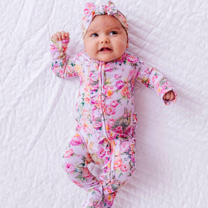 Baby Kids Bamboo Pajamas — Somebunny Special Ruffle Footie — Image 1