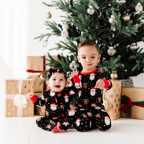 Baby Kids Bamboo Pajamas — Snow Ho Ho Headwrap — Image 11