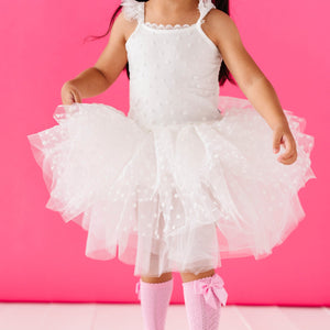 Bums & Roses - Baby & Kids Bamboo Pajamas - White Heart Tulle Tutu Dress - Image 1