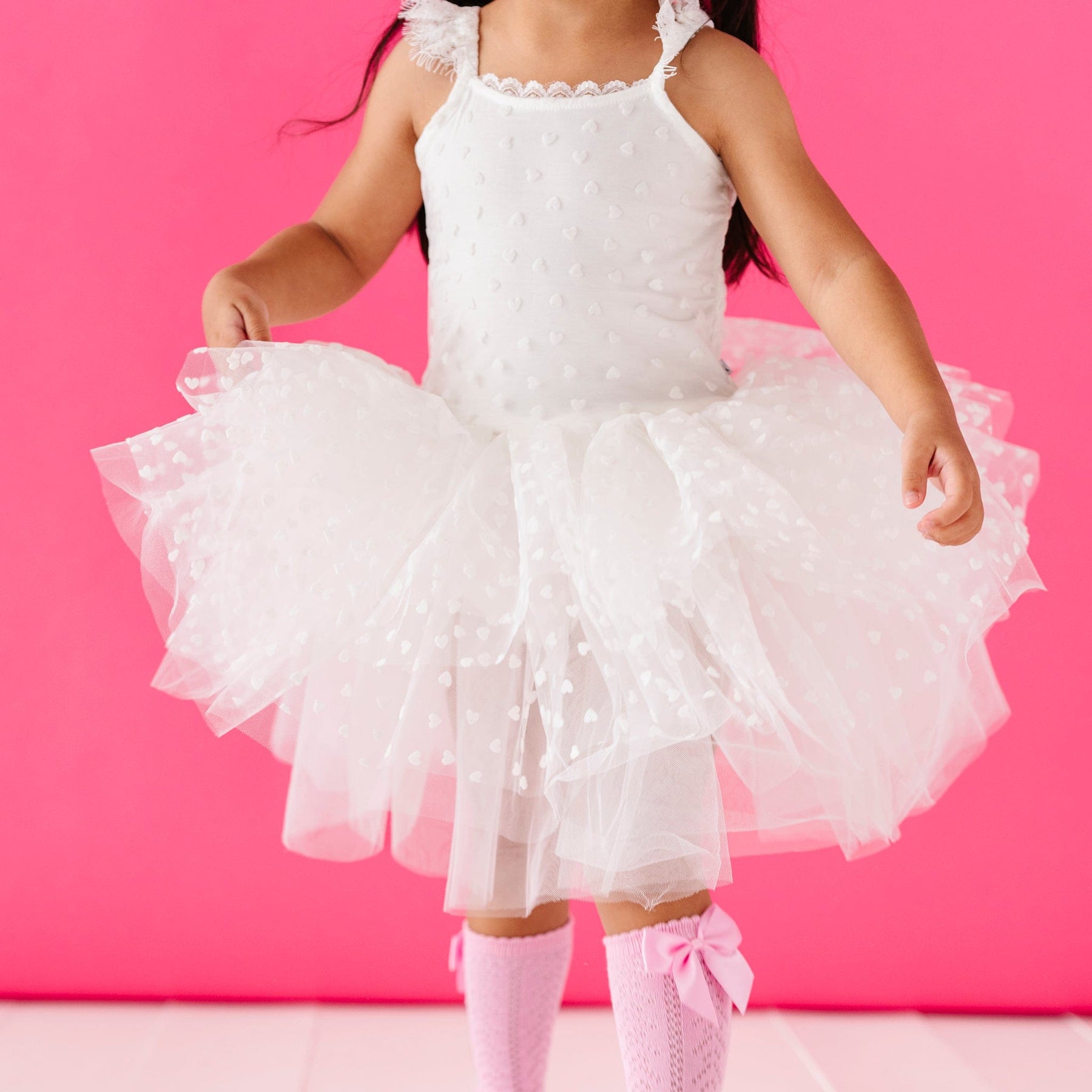 white tutu dress Bums & Roses White Heart Tulle Tutu Dress, Hypoallergenic & Antibacterial Bamboo Fabric, 3