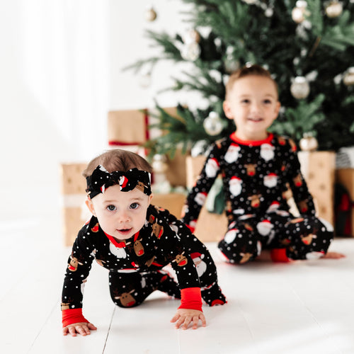 Baby Kids Bamboo Pajamas — Snow Ho Ho Headwrap — Image 17