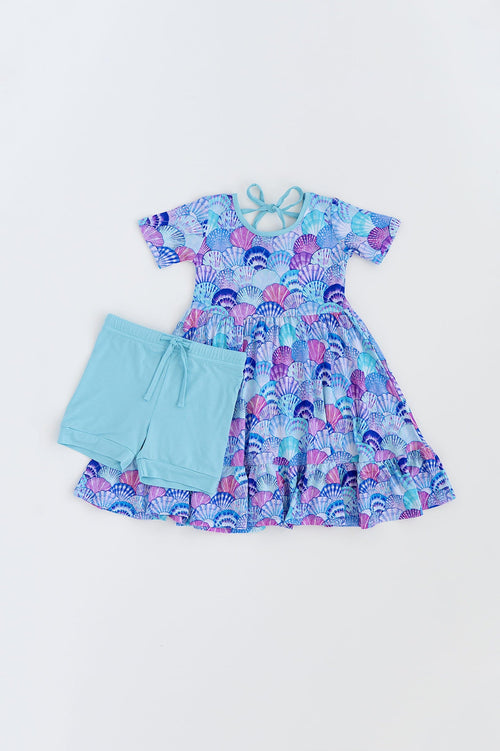 Cute as Shell Girls Dress & Shorts Set - Image 2 - Bums & Roses