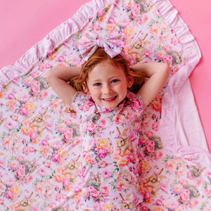 Bums & Roses - Baby & Kids Bamboo Pajamas - Somebunny Special Ruffle Bum Bum Blanket - Image 1