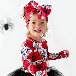 Bums & Roses - Baby & Kids Bamboo Pajamas - Scarlet's Web Biggie Bow - Image 1