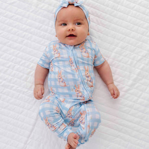 Baby Kids Bamboo Pajamas — Cottontail Cutie Short Sleeve Romper — Image 1