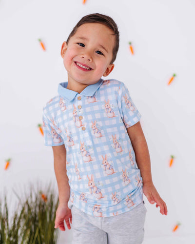 Baby Kids Bamboo Pajamas — Cottontail Cutie Boy's Polo — Image 1