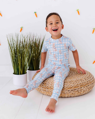 Baby Kids Bamboo Pajamas — Cottontail Cutie Short Sleeve Two-Piece Pajama Set — Image 1