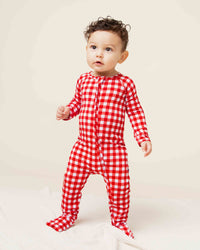 Baby Kids Bamboo Pajamas — Country Checked Convertible Romper — Image 1