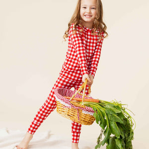 Baby Kids Bamboo Pajamas — Country Checked Long Sleeve Pajama Set — Image 1