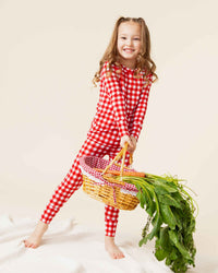 Baby Kids Bamboo Pajamas — Country Checked Long Sleeve Pajama Set — Image 1