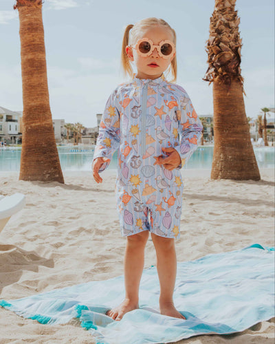 Baby Kids Bamboo Pajamas — Crabby & Cute Long Sleeve Rash Guard One Piece Swimsuit — Image 1