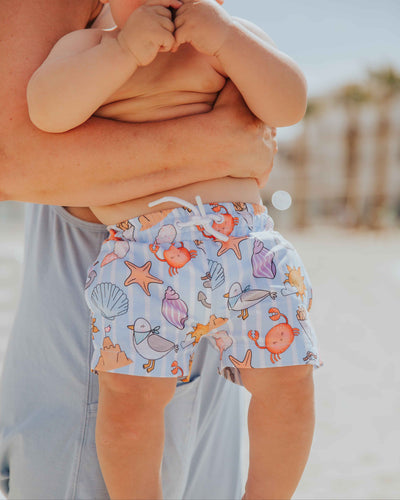 Baby Kids Bamboo Pajamas — Crabby & Cute Swim Shorts — Image 1