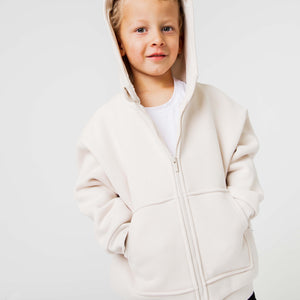 Baby Kids Bamboo Pajamas — Cream Puff Zip-Up Heavyweight Hoodie — Image 1