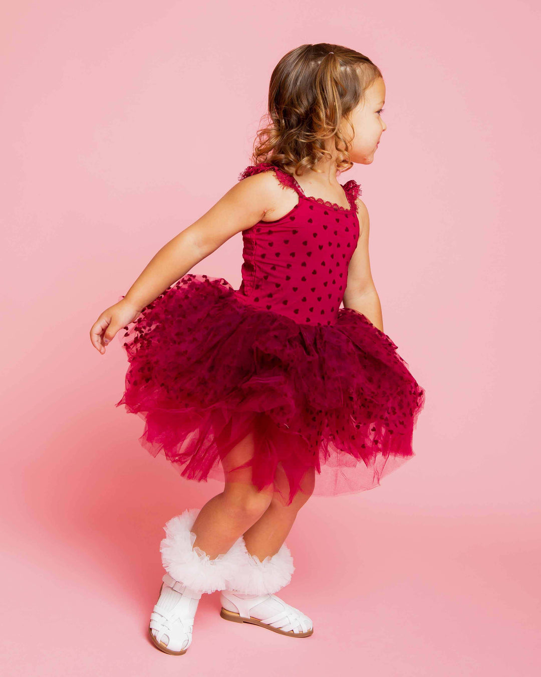 Bums & Roses Crimson Heart Tulle Tutu Dress, Hypoallergenic & Antibacterial Bamboo Fabric, 2T