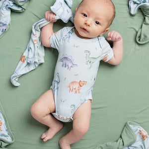 Baby Kids Bamboo Pajamas — Cuddle-saurus Bodysuit — Image 1