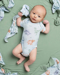 Baby Kids Bamboo Pajamas — Cuddle-saurus Bodysuit — Image 1