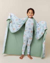 Baby Kids Bamboo Pajamas — Cuddle-saurus Bum Bum Blanket — Image 1