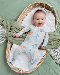 Baby Kids Bamboo Pajamas — Cuddle-saurus Footie — Image 1