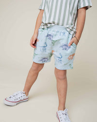 Baby Kids Bamboo Pajamas — Cuddle-saurus Pull-On Shorts — Image 1