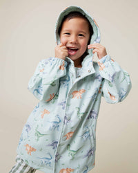 Baby Kids Bamboo Pajamas — Cuddle-saurus Hooded Raincoat — Image 1