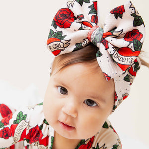 Baby Kids Bamboo Pajamas — Daddy's Girl Biggie Bow — Image 1