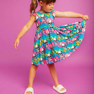 Baby Kids Bamboo Pajamas — Dead Serious Cap Sleeve Dress & Shorts Set — Image 1
